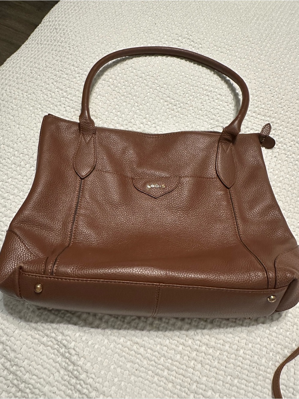 Lodis Cognac Leather Shoulder Tote - Pebbled Women's Bag